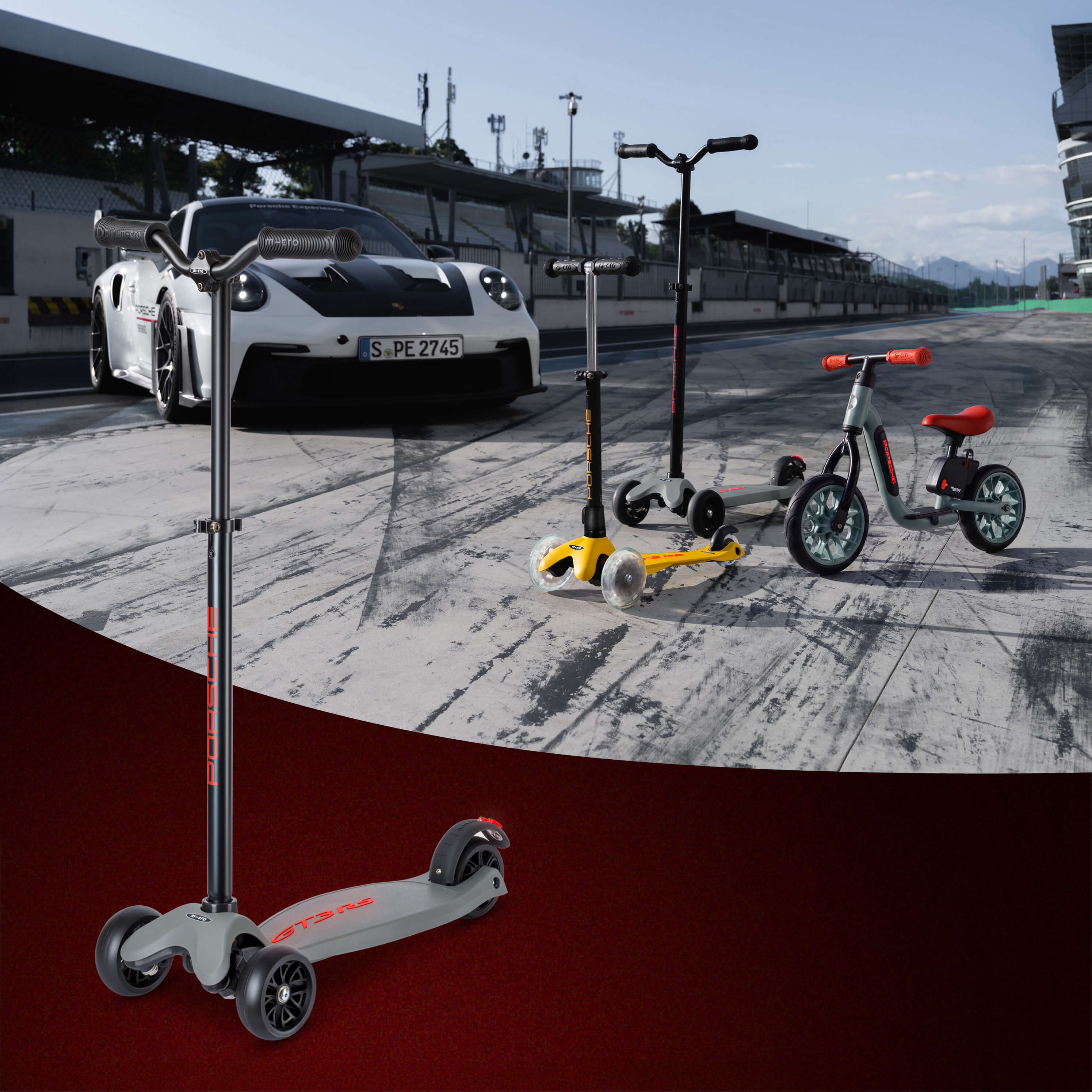 Micro Kickboard Deluxe LED Porsche Edition: Metallic Stone Grey - Image 10