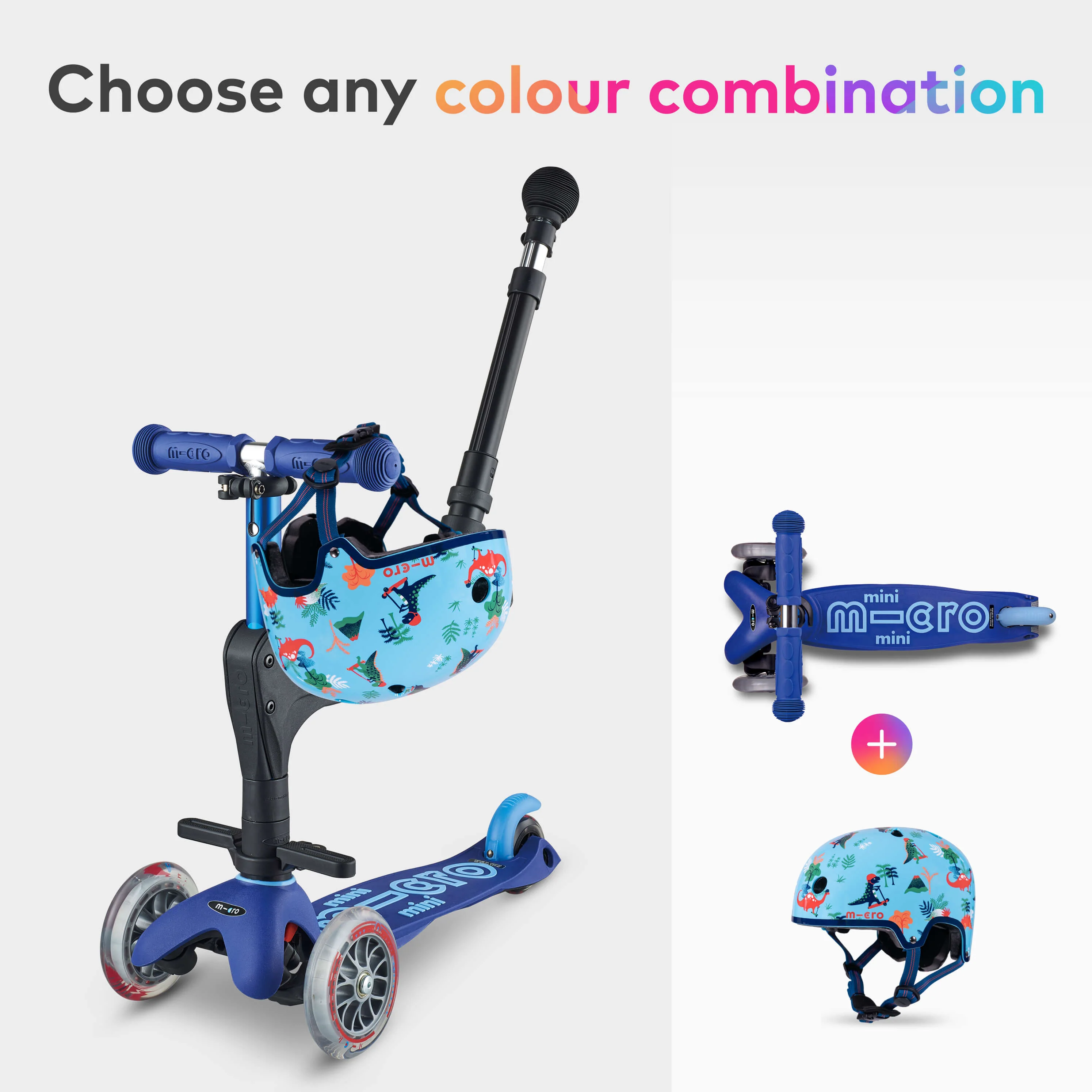 Micro Micro 3in1 Ride on Scooter with Printed Helmet Set