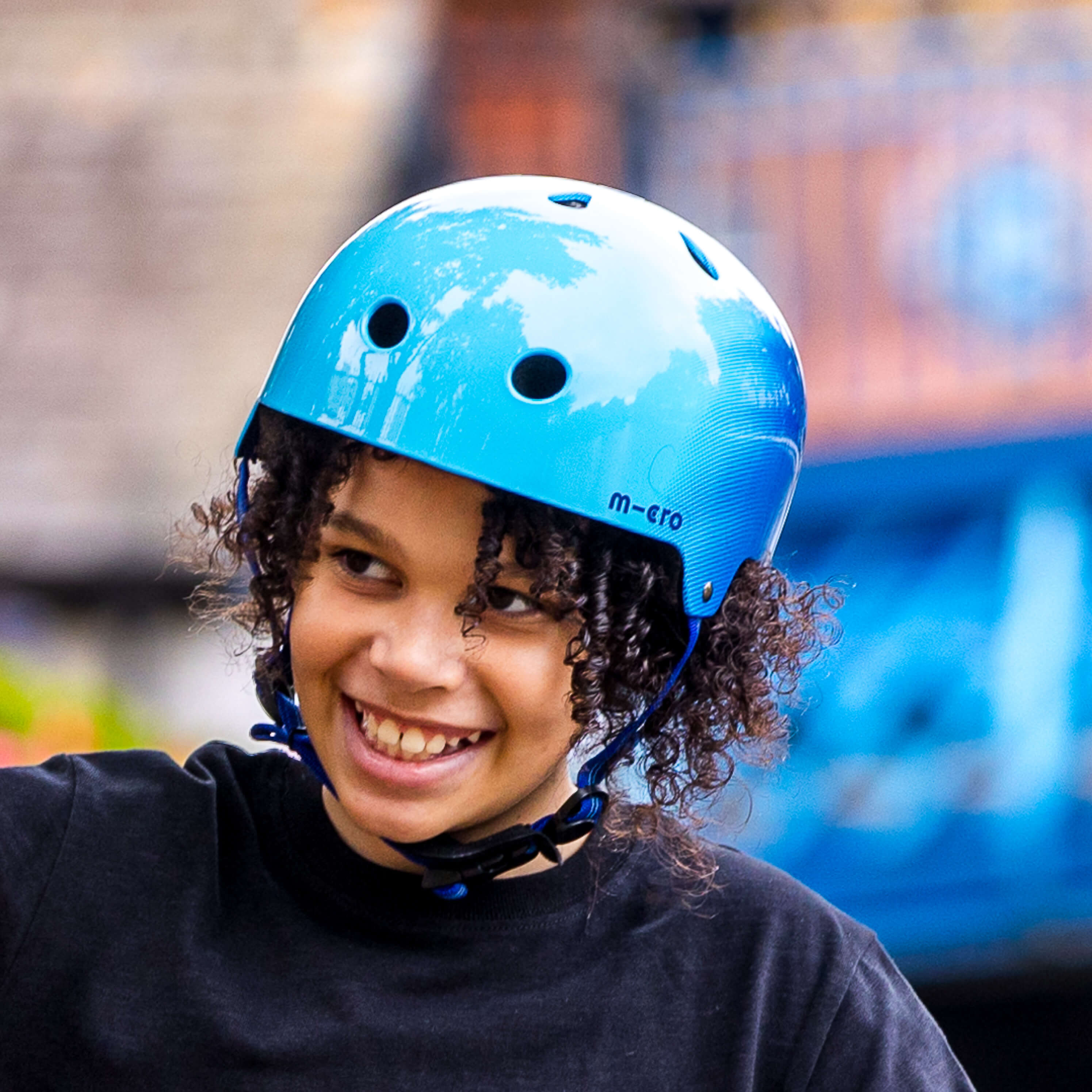 Printed Helmet for Bike and Scooters: Ombre Blue - Image 4