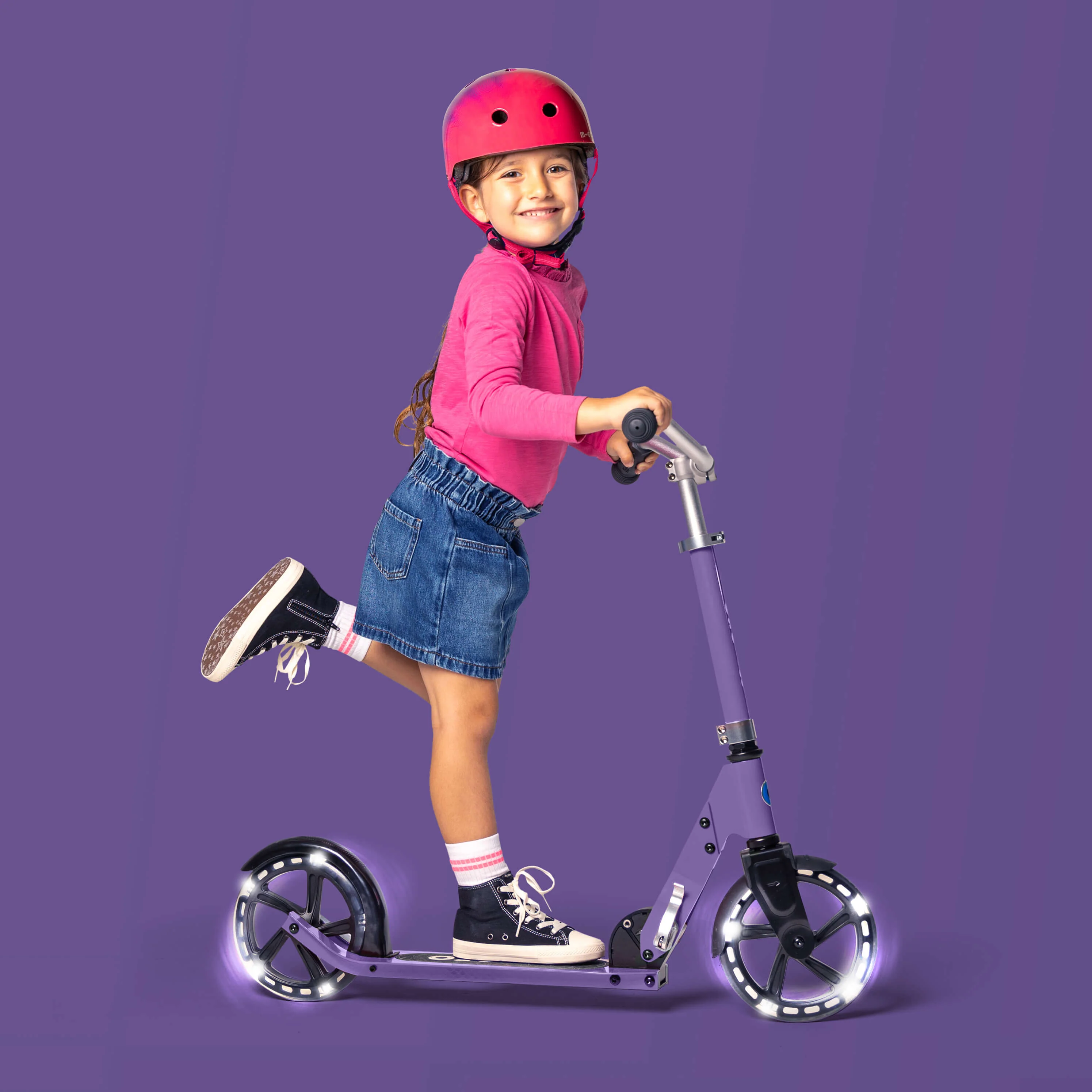 Printed Helmet for Bikes and Scooters: Ombre Purple/Pink - Image 4