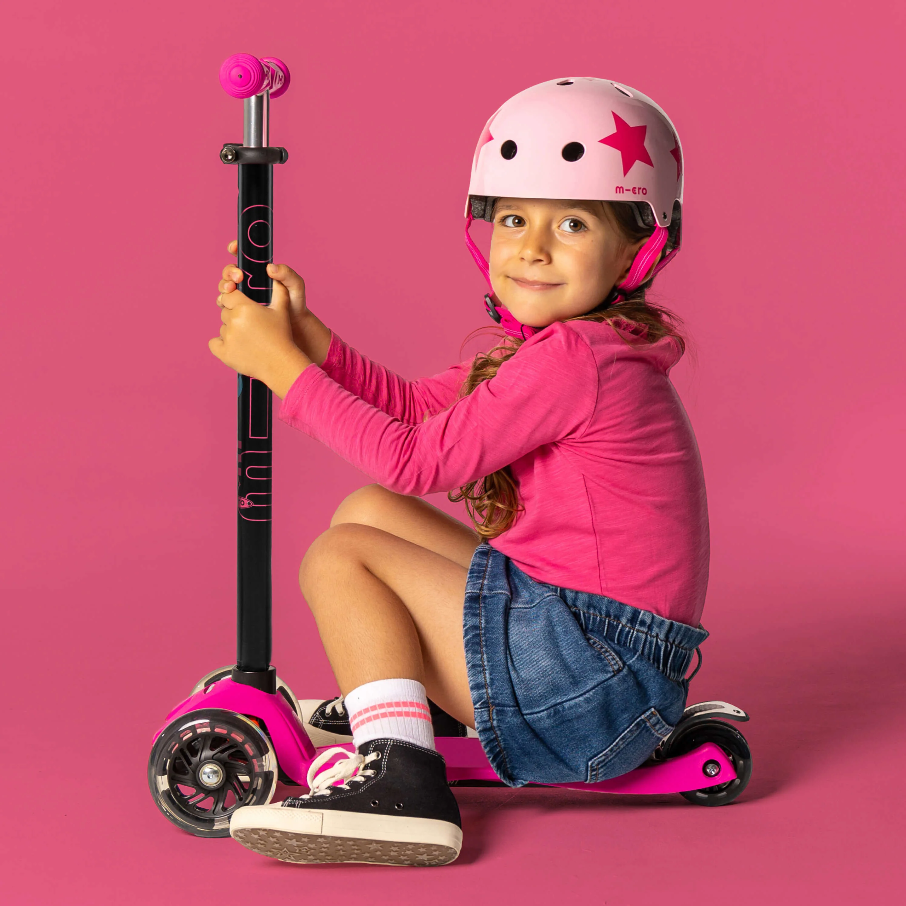 Printed Helmet for Bike and Scooters: Pink Star - Image 4