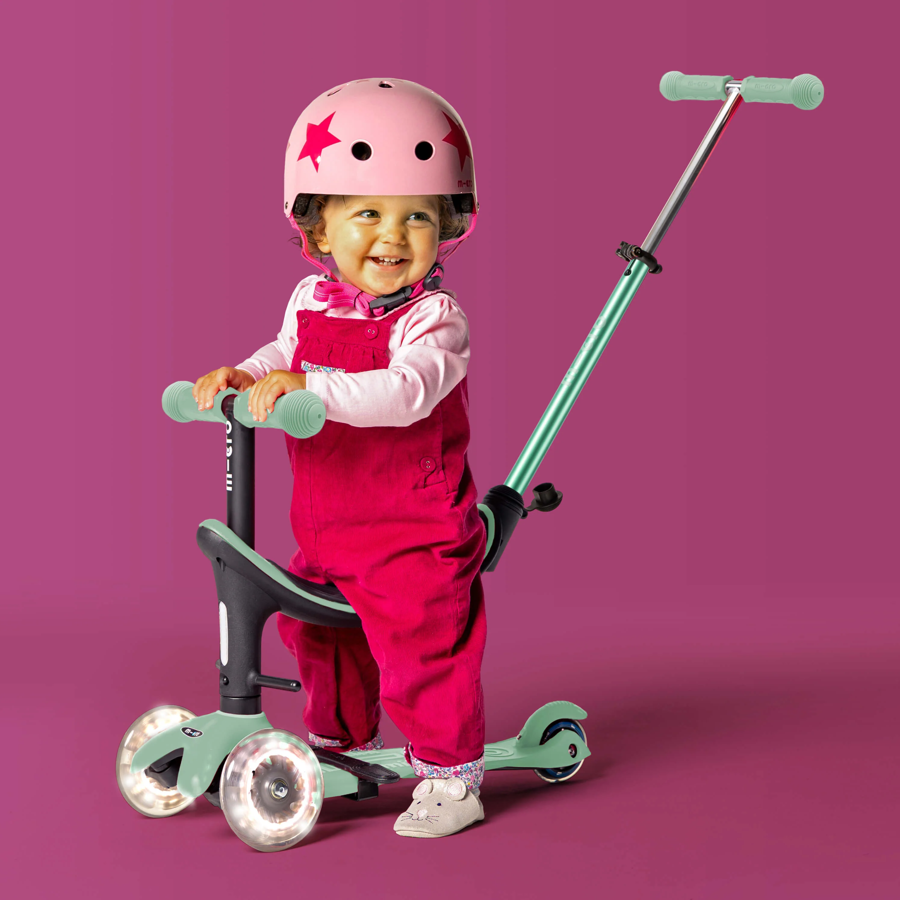 Printed Helmet for Bike and Scooters: Pink Star - Image 7